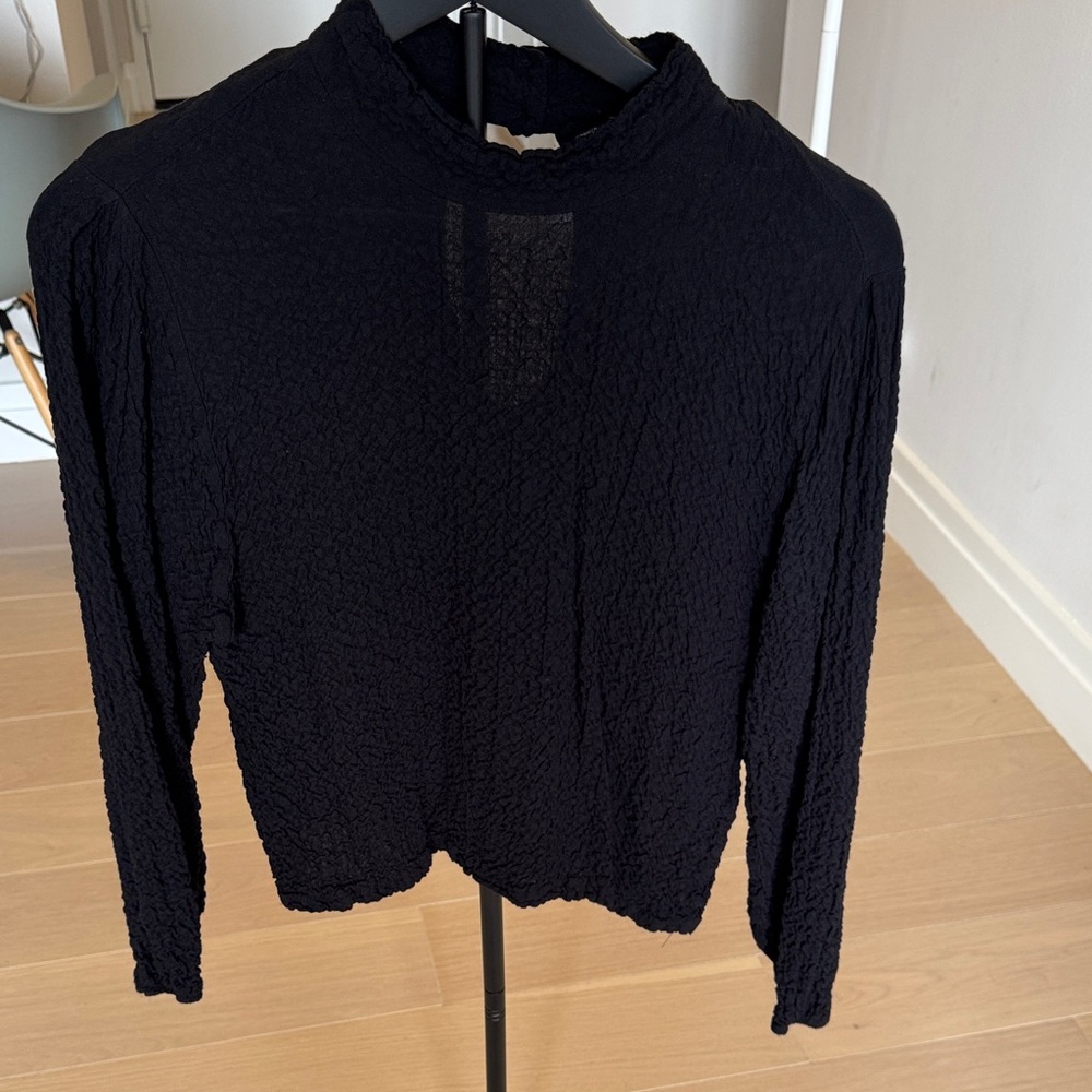 Zara Textured Black Blouse